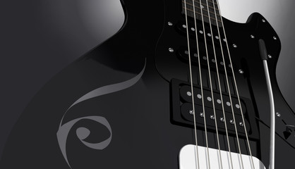 Fototapeta premium 3D illustration of black electric guitar with pattern