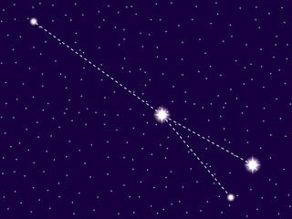 Obraz na płótnie Canvas Sagitta constellation. Starry night sky. Zodiac sign. Cluster of stars and galaxies. Deep space. Vector illustration
