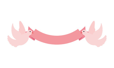 pigeons with ribbon decoration ornament