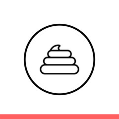 Poo icon, shit symbol. Simple, flat design isolated on white background for web or mobile app