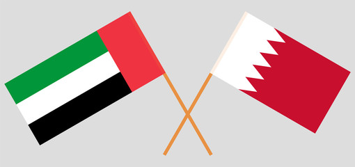 Bahrain and the United Arab Emirates. Crossed Bahraini and UAE flags