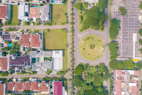 Aerial view of a neighbourhood in Sambikerep, Bandung city in west java island of Indonesia.
