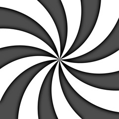 Radial black and white vortew swirl lines wheel background design