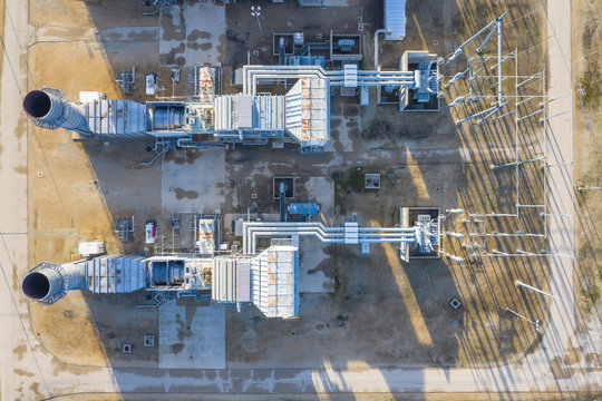 Aerial view of a clean power generation facility in Aurora, IL, United States