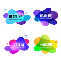 liquid color abstract geometric shapes illustrated as flexible round banners. Fluid gradient elements for banners, logo design, social media post. Futuristic trendy dynamic templates. Abstract gradien