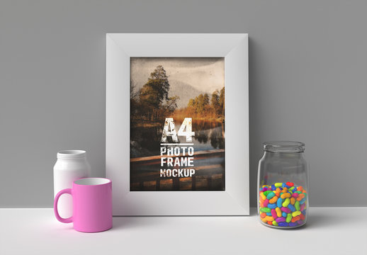 2 Vertical Frames on a Shelf Mockup