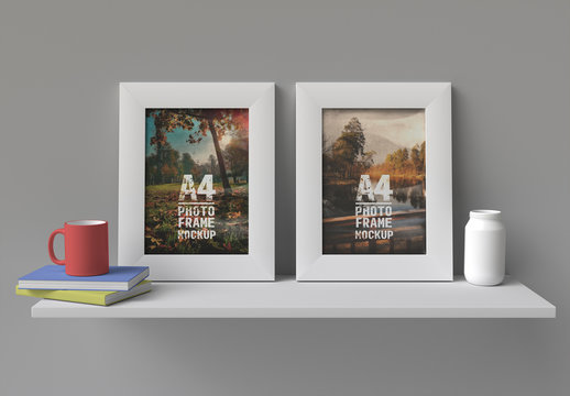 Vertical Frame on a Shelf Mockup