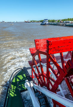 Paddle Wheel Of Steamboat On Mississippi