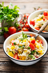 Cold summer salad with rice