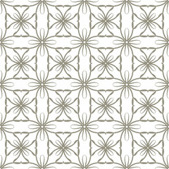 Seamless abstract floral pattern in oriental style. Geometric flower ornament on a white background. - 278623559