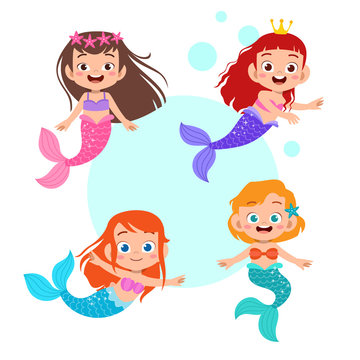 Cute mermaid kid girl set bundle