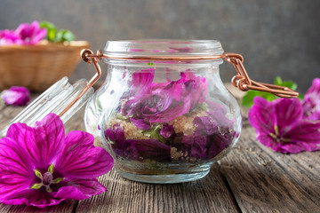 Preparation of mallow syrup from Malva mauritiana flowers