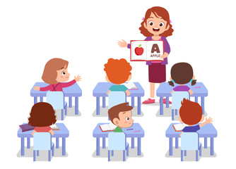 teacher with student vector illustration isolated