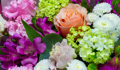 colorful bouquet of flowers close up floral background