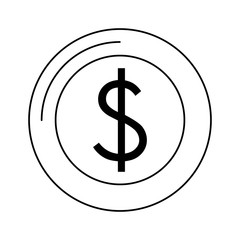 saving money cash coin cartoon in black and white