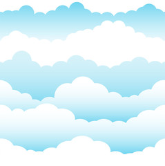 Clouds seamless pattern vector. Light blue sky with layers of clouds.