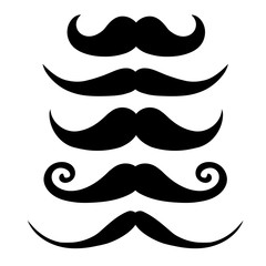 Retro black Mustache set isolated on white