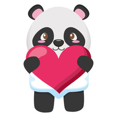 cute little bear panda with heart love