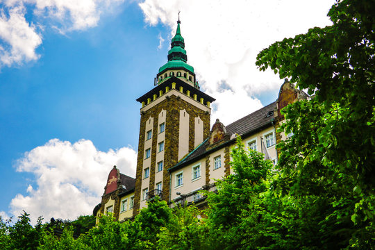 Miskolc, Hungary, May 20, 2019: Castle Hotel Palota in Lillafured, Miskolc.