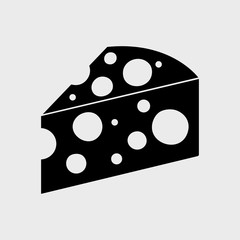 Black piece cheese icon. Vector illustration