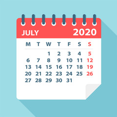 July 2020 Calendar Leaf - Vector Illustration