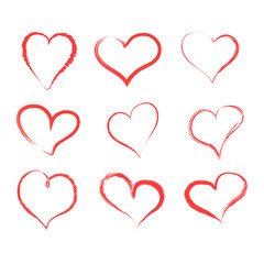Set of hand drawn hearts. Vector illustration. EPS 10.