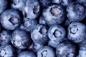 Blueberries closeup as background. Top view. Print