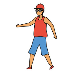 happy man celebrating arms up