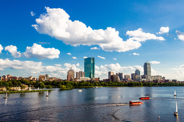 View of Boston and the Charles River from Longfellow Bridge, Massachusetts, USA, 2011.