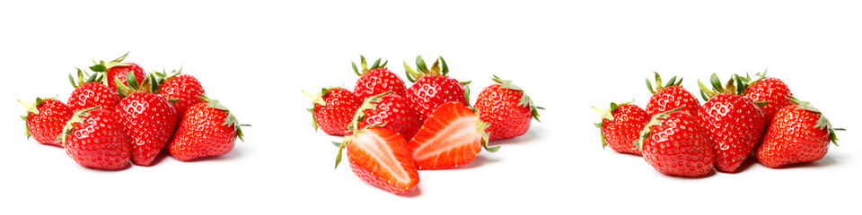 A set of fresh strawberry isolated on white background
