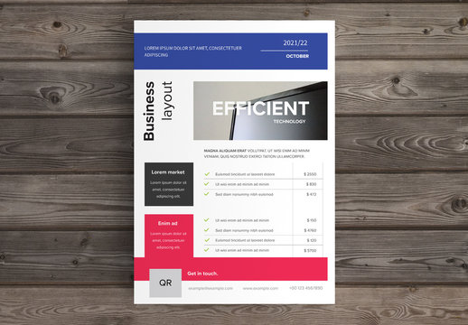 Flyer Layout with Pink and Blue Accents