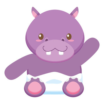 cute little hippo baby character
