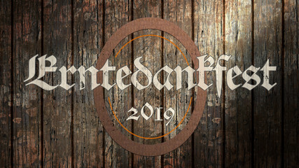 Erntedankfest 2019 Banner auf Holzhintergrund 
