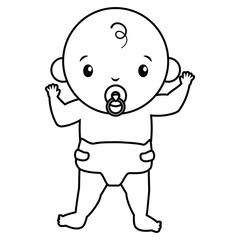 baby boy with pacifier on white background baby shower