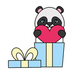 cute little bear panda with gift