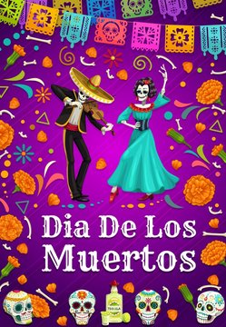 Day of Dead in Mexico, dancing woman man skeletons