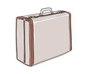 old Suitcase Luggage Retro Travel hand drawn cute art painting vector illustration