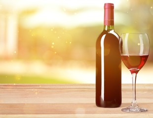 Red wine glass  on  background