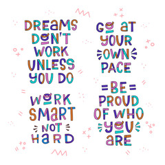 Set of lettering motivational phrases
