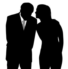 Man and woman discreet conversation - obrazy, fototapety, plakaty
