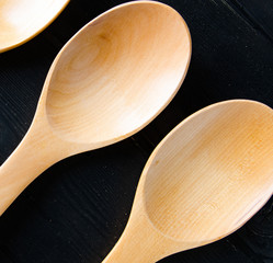 Wooden spoons arranged on table