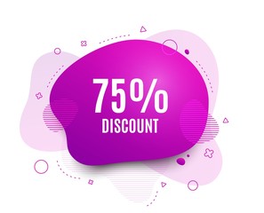 Fluid badge. 75% Discount. Sale offer price sign. Special offer symbol. Abstract shape. Color gradient sale banner. Flyer liquid design. Vector