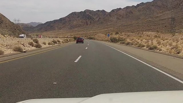Fast Motion Driving Mojave Desert Freeway Near Baker California