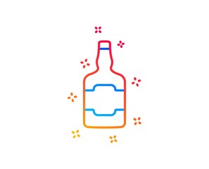 Whiskey bottle line icon. Scotch alcohol sign. Gradient design elements. Linear whiskey bottle icon. Random shapes. Vector