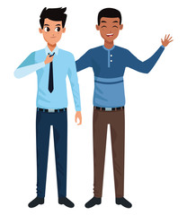 Young friends smiling and greeting