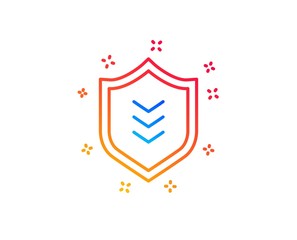 Shield line icon. Protection symbol. Business security sign. Gradient design elements. Linear shield icon. Random shapes. Vector