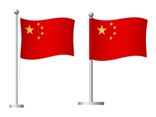 China flag on pole icon