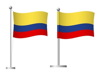 Colombia flag on pole icon