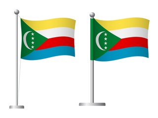 Comoros flag on pole icon
