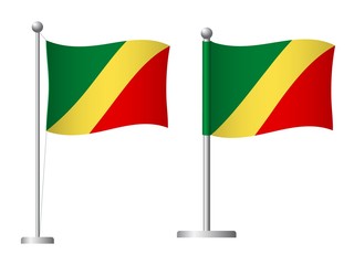 Congo flag on pole icon